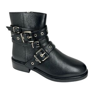 Vince Camuto Women's Arielle Moto Booties Black Leather Size 7.5M